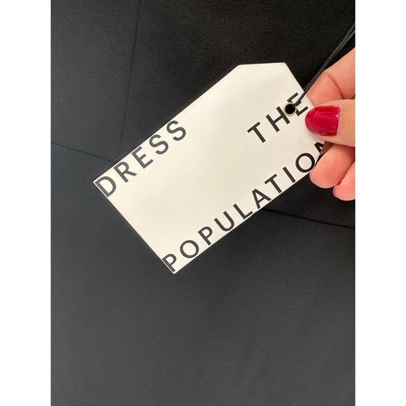 DRESS THE POPULATION Dress Size S Black NEW Midi $128 Classic Sleeveless - Picture 2 of 9